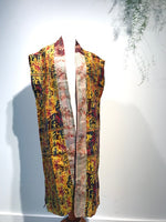 Kantha sleeveless long SILK Kimono_5