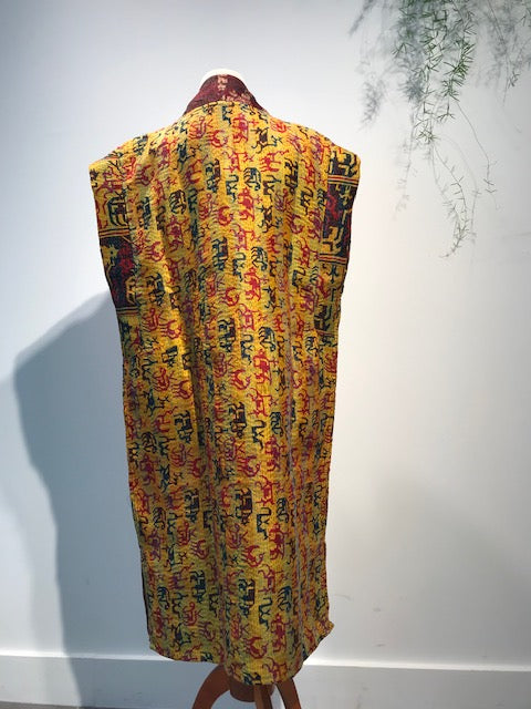 Kantha sleeveless long SILK Kimono_5