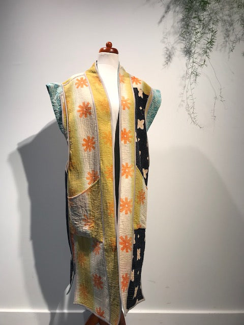 Kantha long sleeveless Kimono_5