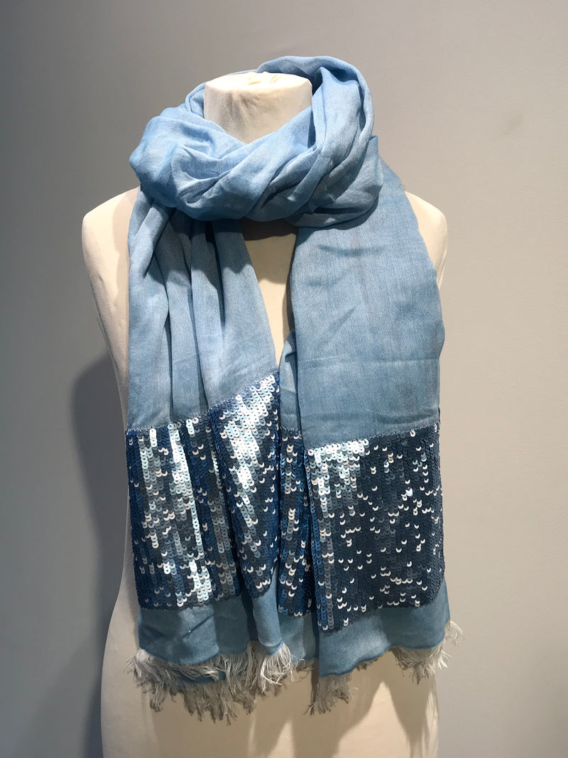 Cotton scarf with sequins - Blue