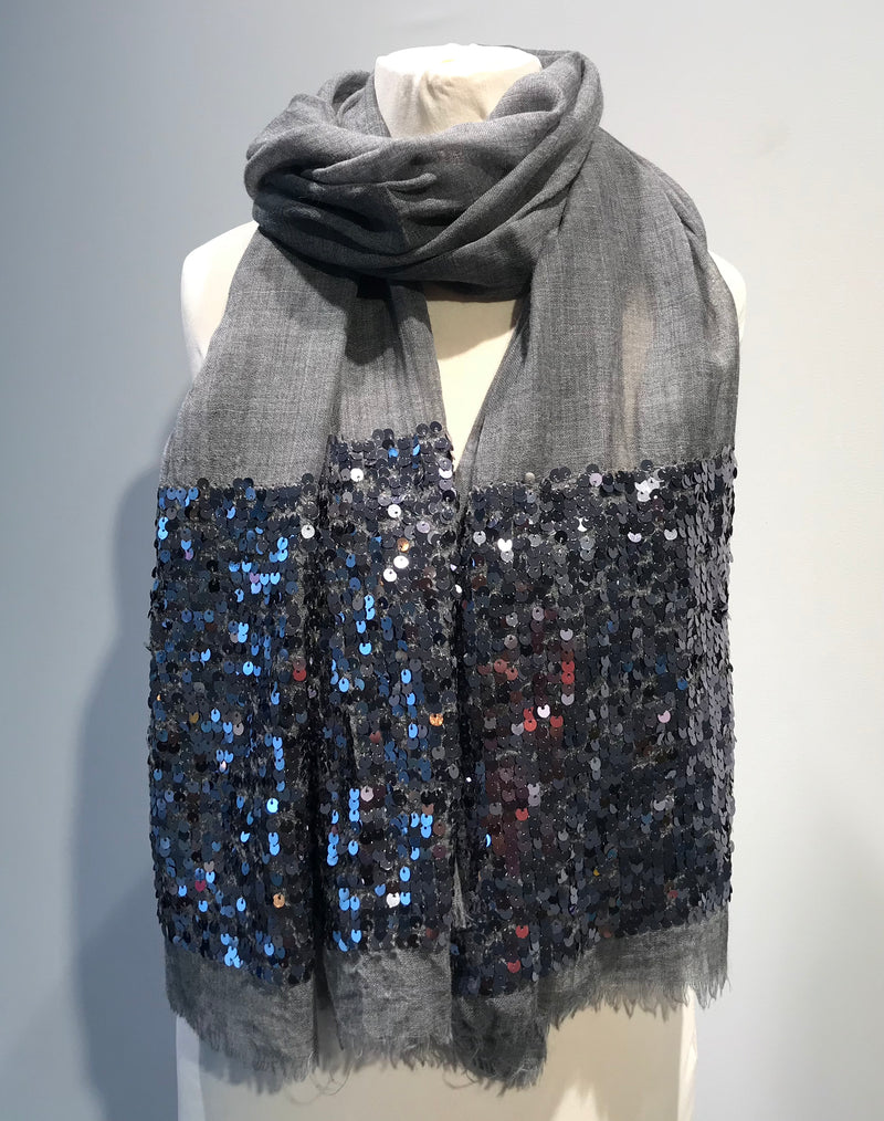 Cotton scarf with sequins - Grey