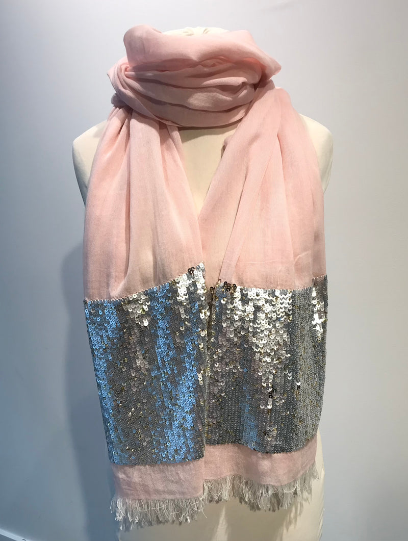 Cotton scarf with sequins - Pink